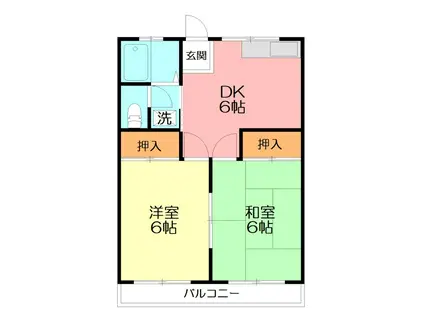 サンハイム桜ヶ丘(2DK/2階)の間取り写真