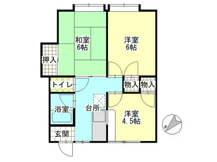 ハイツ出羽大橋(3K/1階)の間取り写真