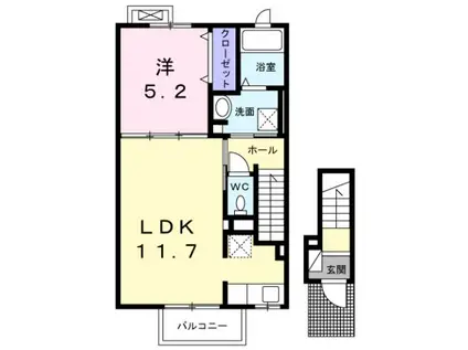 サンテラス(1LDK/2階)の間取り写真