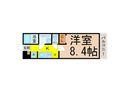 シャトーボナールIII(1K/3階)の間取り写真