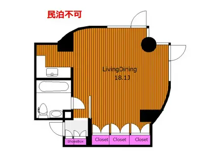 RF2ヶ月 グリーンテラス元代々木 R(ワンルーム/3階)の間取り写真