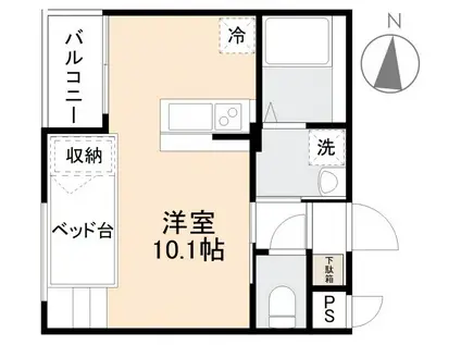 スミタスヴィラ瀬戸内西(ワンルーム/1階)の間取り写真