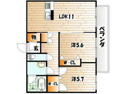 シャーメゾン優蒼の杜 弐番館(2LDK/3階)の間取り写真