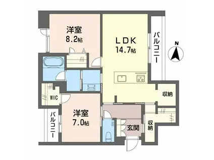 ジョフリエル(2LDK/3階)の間取り写真