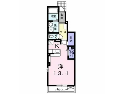 キャパシティ III(1K/1階)の間取り写真