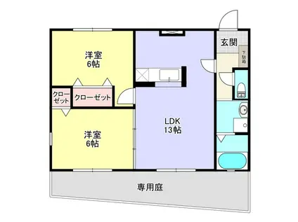 サンティークカメツタ(2LDK/1階)の間取り写真