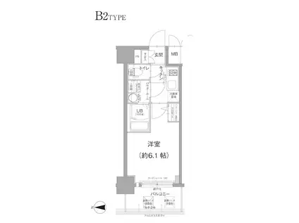 エスリード南森町ラグシス(1K/8階)の間取り写真