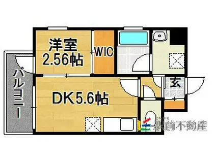 ソシオス天神(1DK/4階)の間取り写真