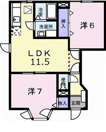 ウエストコートC(2LDK/1階)の間取り写真