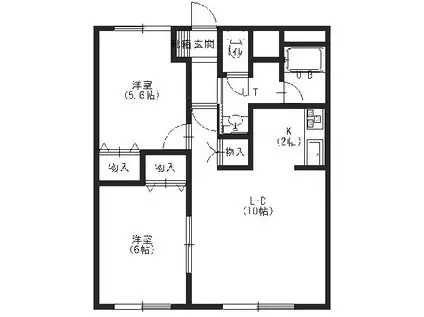 ピュアパレス川原(2LDK/2階)の間取り写真