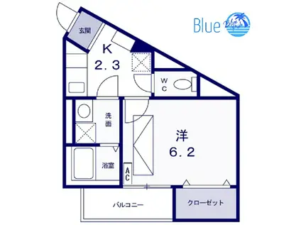 イル デュ ボヌール(1K/1階)の間取り写真