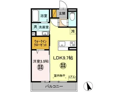 コンフォートIII A(1LDK/2階)の間取り写真