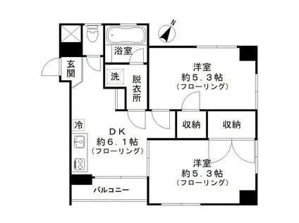 T-FLAT(2DK/2階)の間取り写真