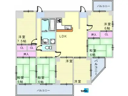 マノワールINO(7LDK/4階)の間取り写真