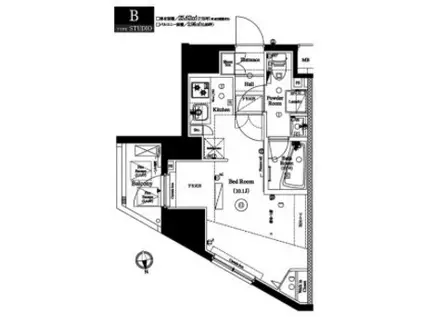 アクサス桜上水アジールコート(ワンルーム/7階)の間取り写真