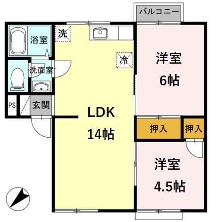 アネックスすだのきB(2LDK/2階)の間取り写真
