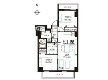 プリミエール下落合(2LDK/5階)の間取り写真