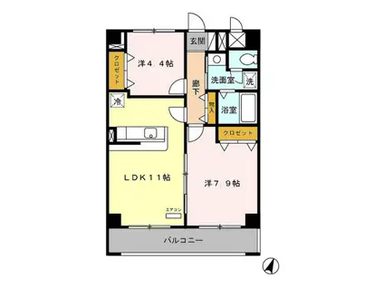 HERMELA303(2LDK/3階)の間取り写真