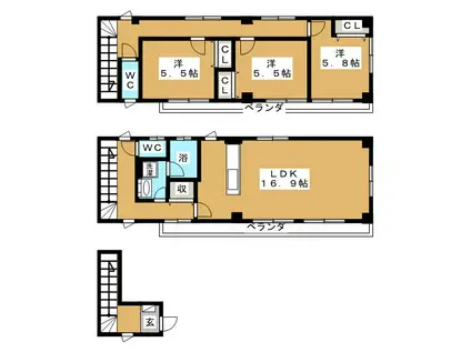ジョイナス(3LDK/2階)の間取り写真