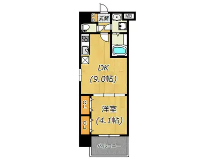 スプランディッドI(1DK/11階)の間取り写真