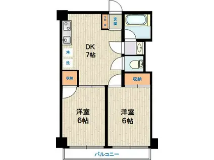 リライアンス湯立坂(2DK/2階)の間取り写真