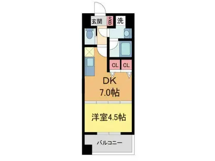 プレジオ西宮(1DK/6階)の間取り写真