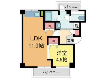 VIEWTERRACE売布(1LDK/2階)の間取り写真