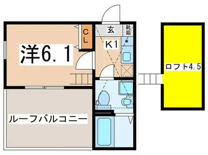 海の見える丘テラス新杉田A棟(1K/2階)の間取り写真
