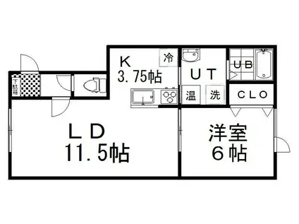 AXAS‐ONE(1LDK/2階)の間取り写真