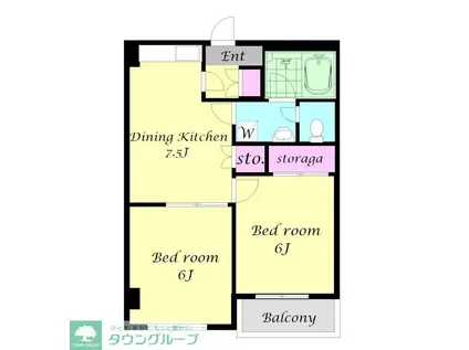 ヴィレヂ・ハピネス3 B棟(2DK/2階)の間取り写真