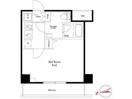 LOG都庁前(1K/4階)の間取り写真