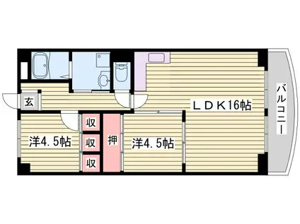 ミストラル城西I(2LDK/3階)の間取り写真
