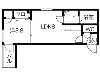 F ASESIA近大前(1LDK/3階)の間取り写真
