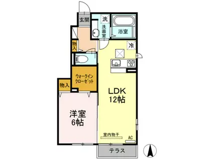 アゼリア上鷺A(1LDK/1階)の間取り写真