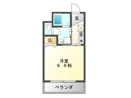 ドミール白鳥(1K/3階)の間取り写真