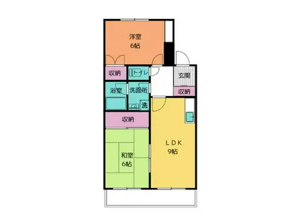 スイートローズ杉山(2LDK/3階)の間取り写真