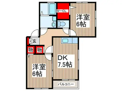 グレースメゾン(2DK/2階)の間取り写真