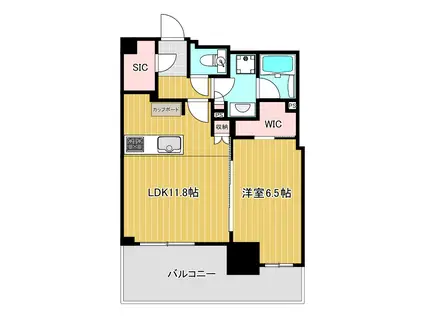 ザ・ファインタワー名古屋今池(1LDK/16階)の間取り写真