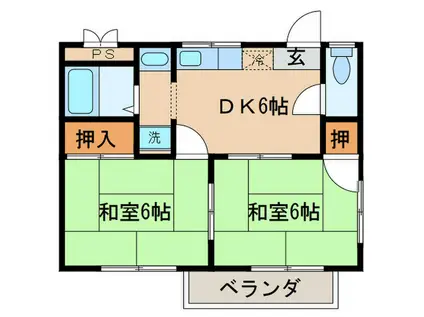 洛西ハイツ(2DK/2階)の間取り写真