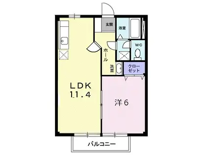 サンヒルズA(1LDK/2階)の間取り写真