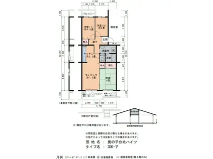 鹿の子台北ハイツ(3DK/5階)の間取り写真