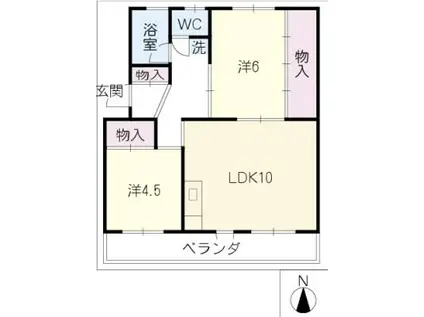 グリーンハイツ黒石(2LDK/3階)の間取り写真