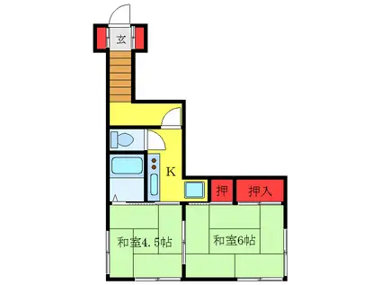 野口荘(2K/2階)の間取り写真