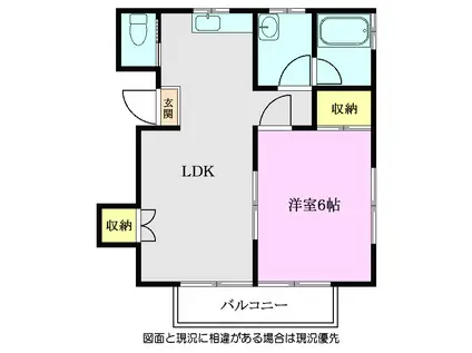 冨岡荘(1LDK/2階)の間取り写真