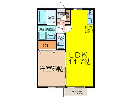 メゾン・グランドールFUJIWARA(1LDK/1階)の間取り写真
