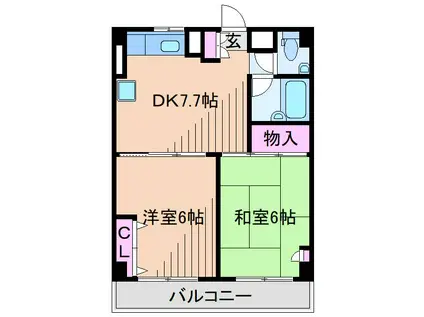 アパルトマン・トロワバレー・サントル(2DK/4階)の間取り写真