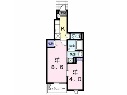 クリスタルガーデンカラー(2K/1階)の間取り写真