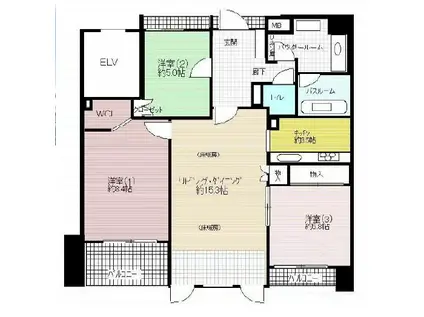 シティハウス芦屋大原町(3LDK/3階)の間取り写真