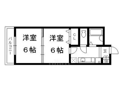 メゾンドイッセイ竹田(2K/4階)の間取り写真