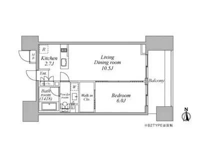 レジディア芝浦KAIGAN(1LDK/8階)の間取り写真